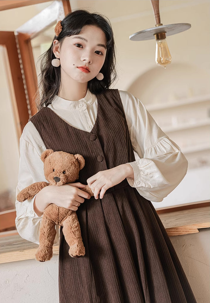 Basic Corduroy Pinafore (Brown)