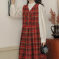 Biscuit Plaid Midi Dress (Red)