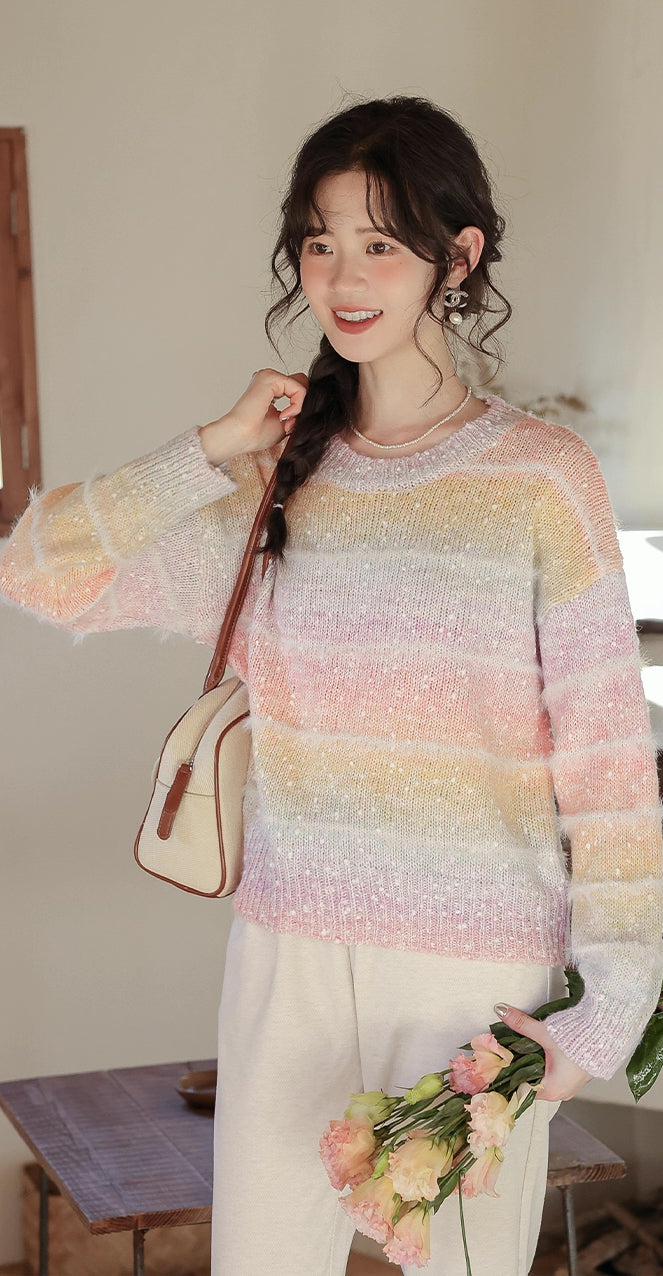 Sherbet Stripe Sweater (Pastel Rainbow)