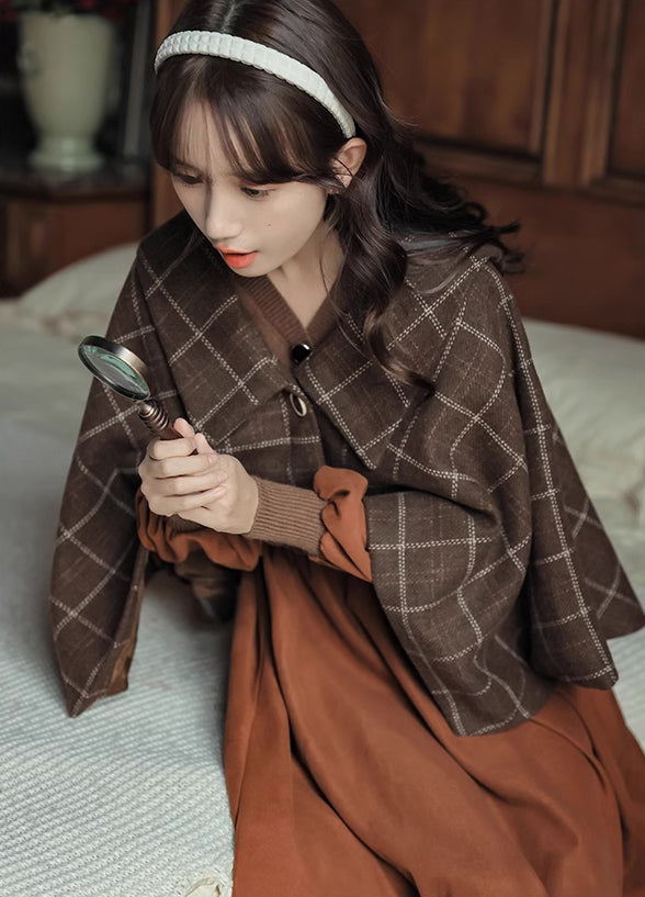 Plaid Capelet (Brown)