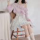 Sweet Floral Mini Dress (White/Purple)