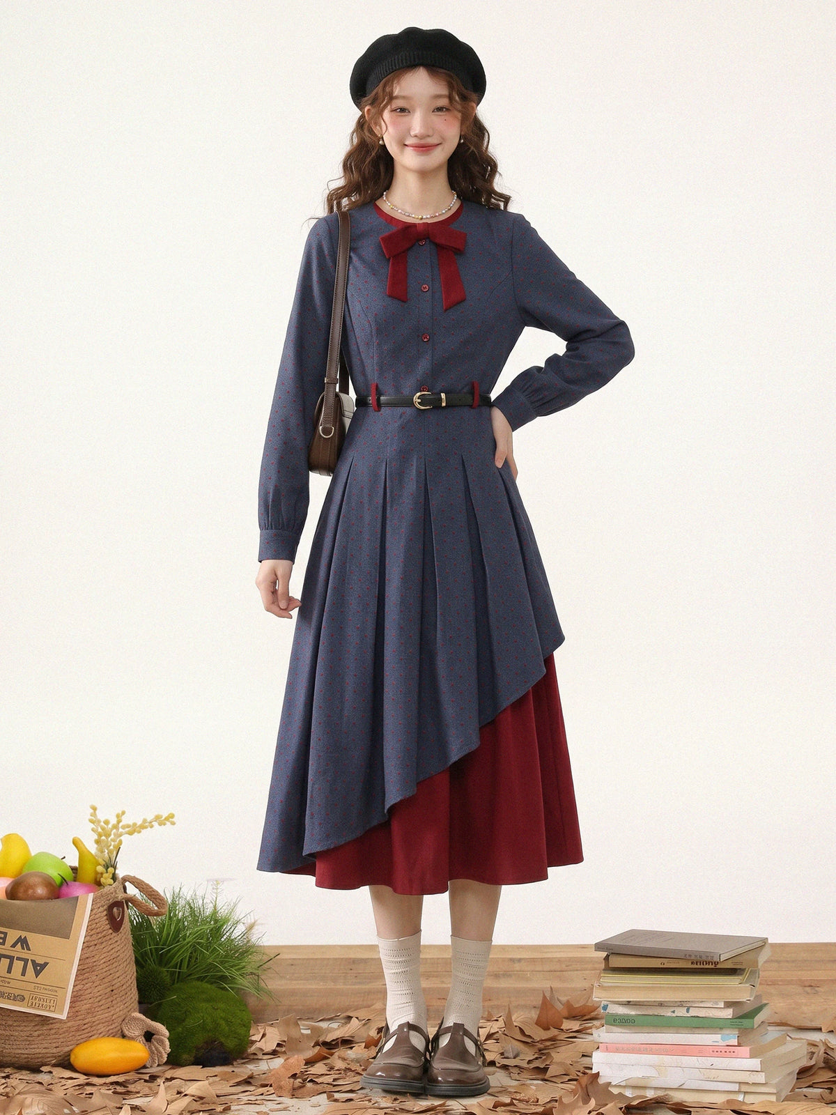 Poison Apple Midi Dress (Blue/Red)