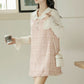 Tweed Plaid Mini Shift Dress (Pink)