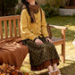 Willow Plaid Pleated Midi Skirt (Green/Brown)