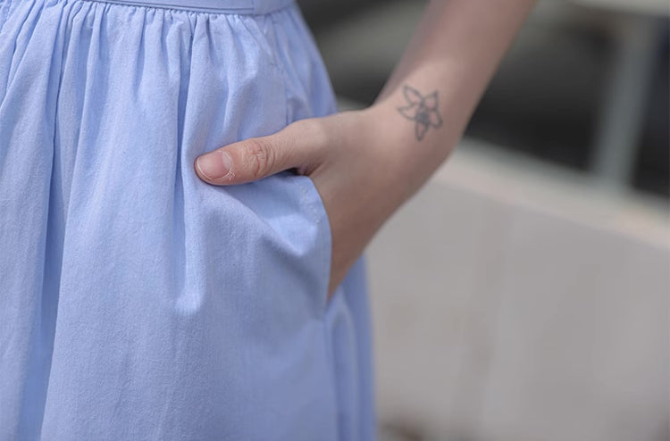 Alice Suspender Midi Skirt (Blue)