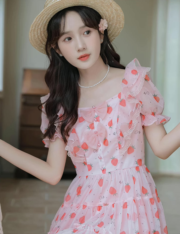 Strawberry Girl Mini Dress (Pink)