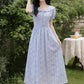 Floral Stripe Midi Dress (Blue)