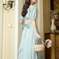 Teacup Rose Midi Dress (Blue)