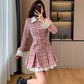 Flirty Plaid Tweed Mini Dress (Pink)