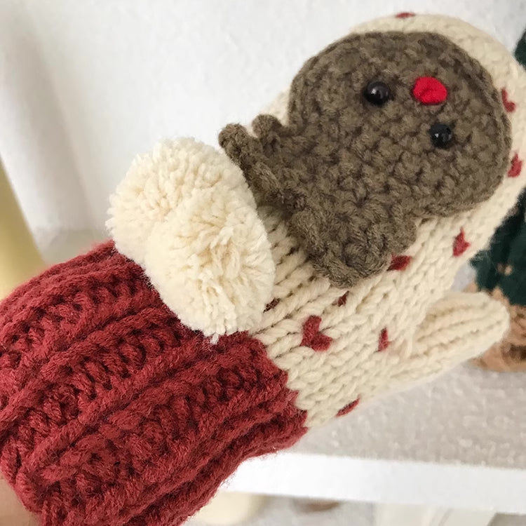 Reindeer Crochet Mittens (10 Colors)