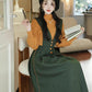 Gingko Stripe Pinafore & Sweater Set (Mustard/Green)
