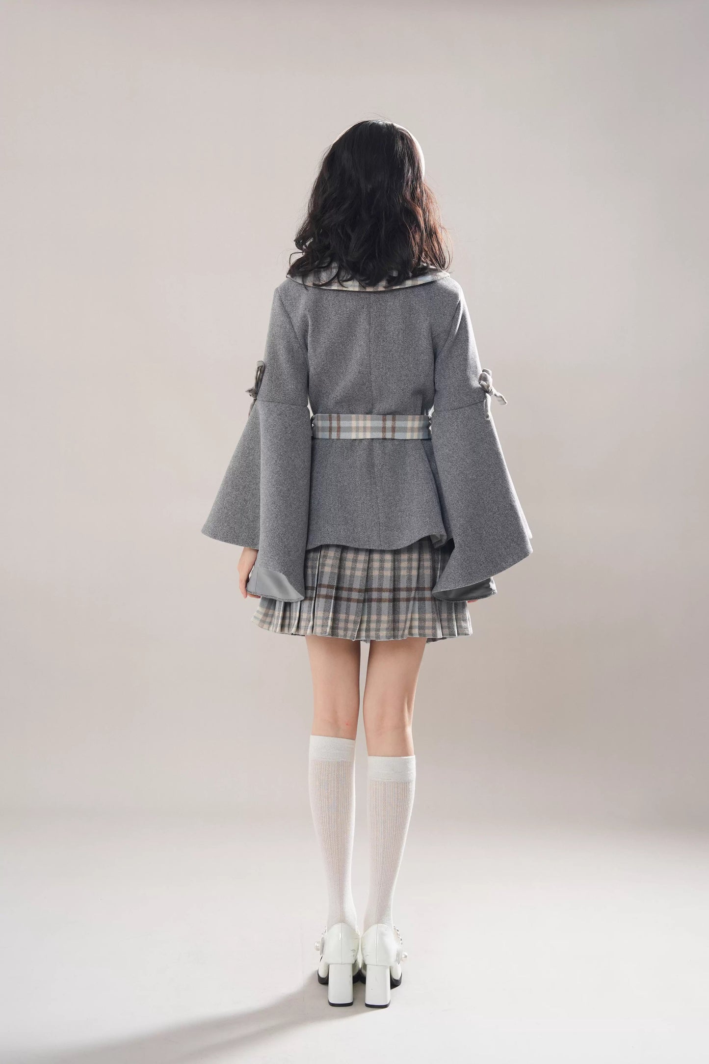 Trumpet Sleeve Short Coat & Skirt (2 Colors)