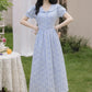 Floral Stripe Midi Dress (Blue)