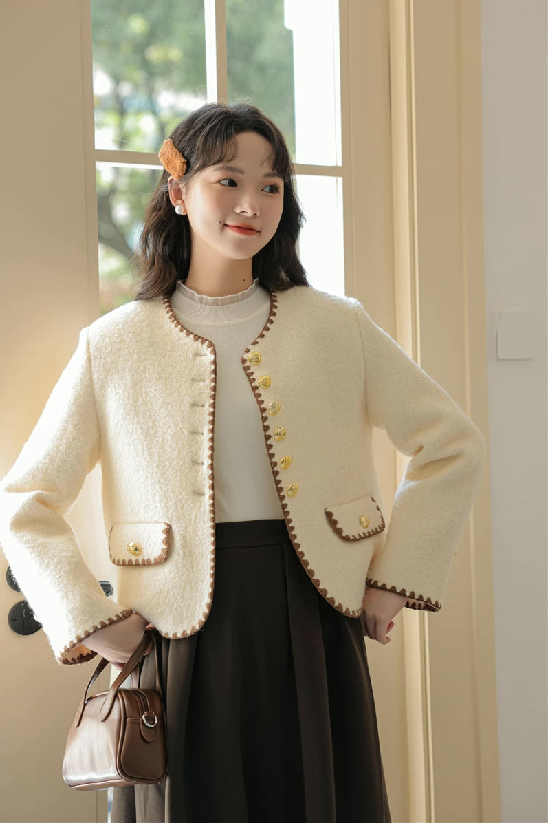 Boucle Tweed Jacket (Cream)