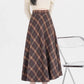 Oxford Plaid Midi Skirt (Brown)
