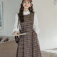 Cocoa Plaid Midi Dress (Dark Brown)