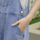 Rosy Days Embroidered Short Overalls (Light Denim)