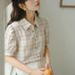 Strawberry Matcha Plaid Blouse (2 Colors)