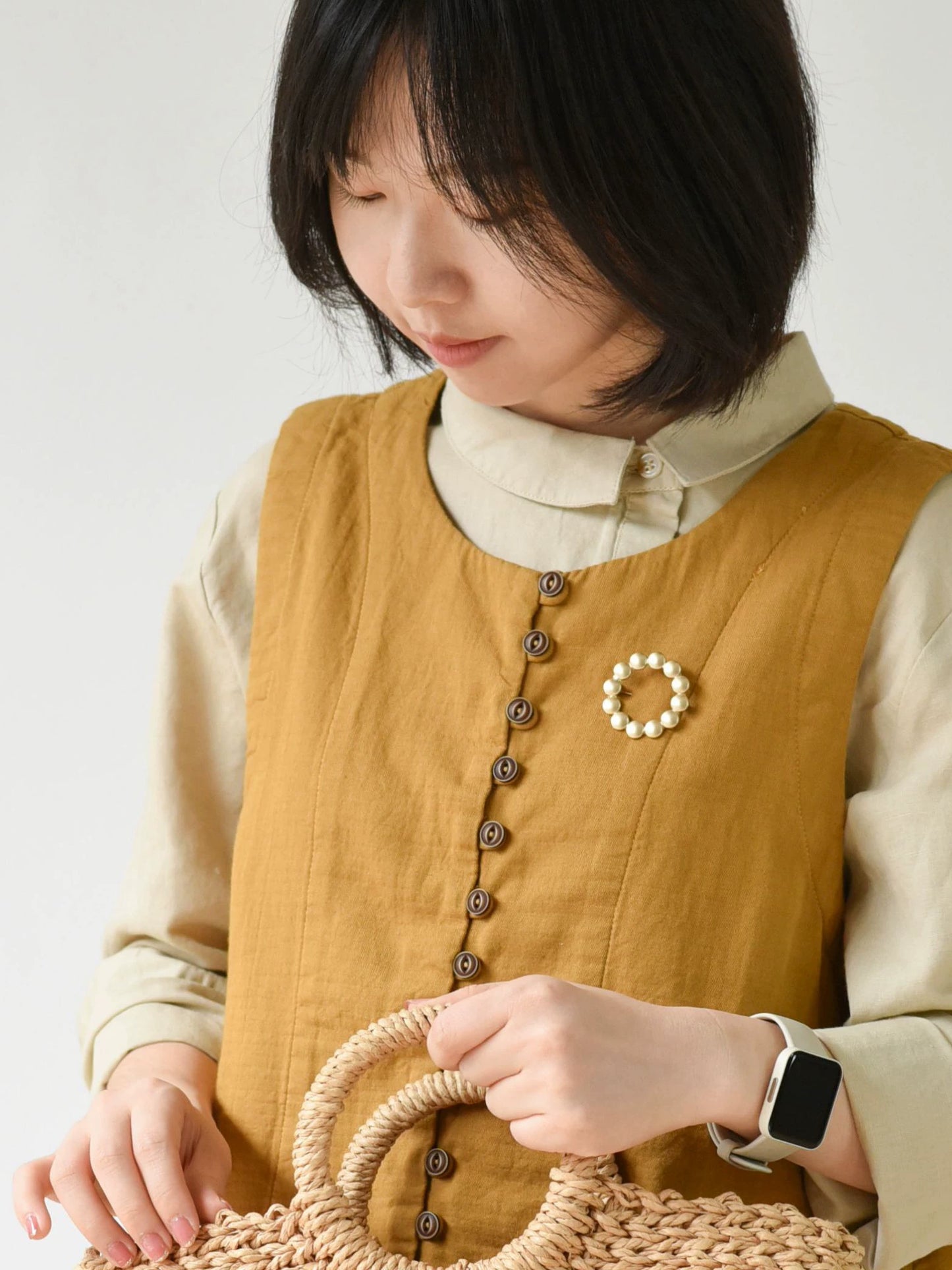 Looped Up Button Vest (Mustard Yellow)