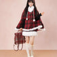 Merry Plaid Mini Dress & Capelet Set (Red)