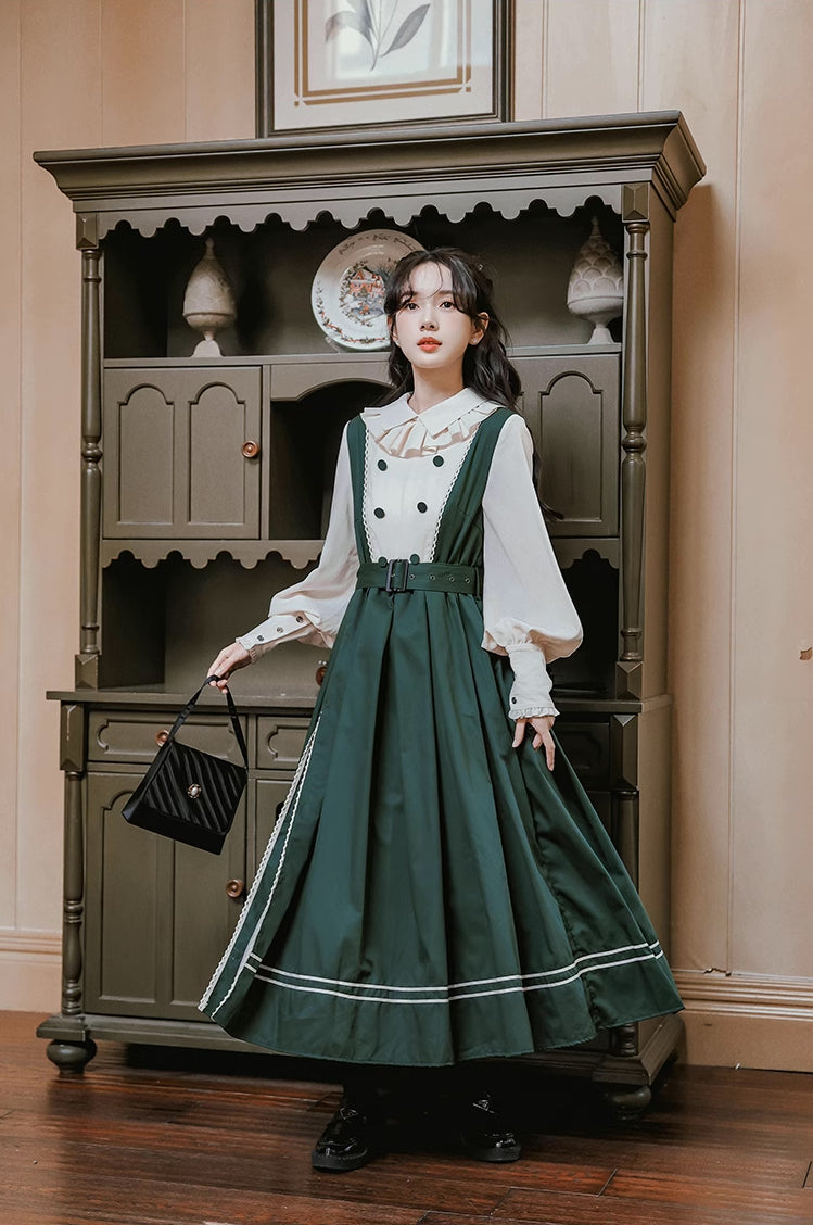 Lolita Faux Layered Midi Dress (Green) XL