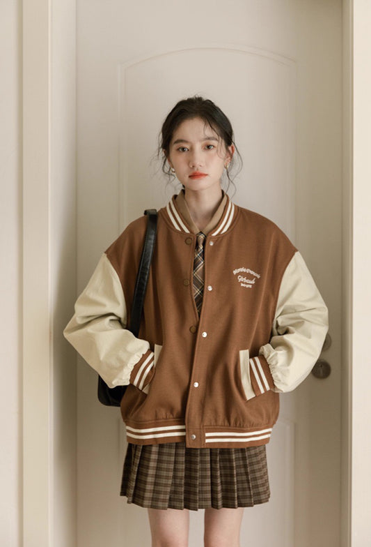 Boyfriend Baseball Jacket (Brown)
