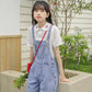 Rosy Days Embroidered Short Overalls (Light Denim)