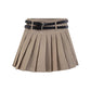 Double Belted Pleated Mini Skirt (5 Colors)