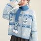 Snowy Snowman Fair Isle Cardigan (Blue)