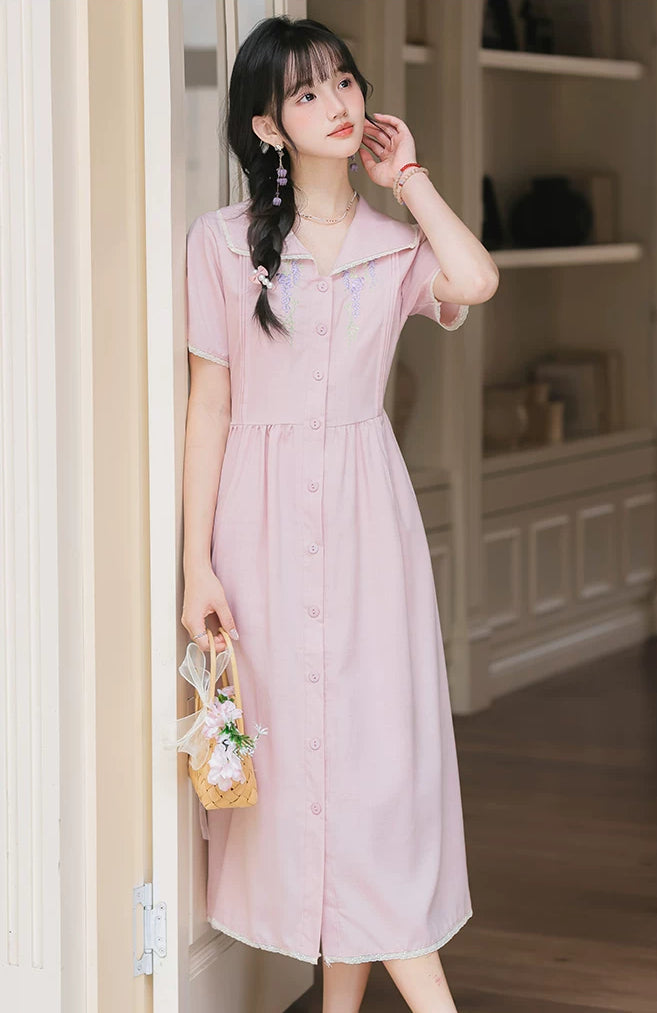 Wisteria Midi Shirt Dress (Lilac)
