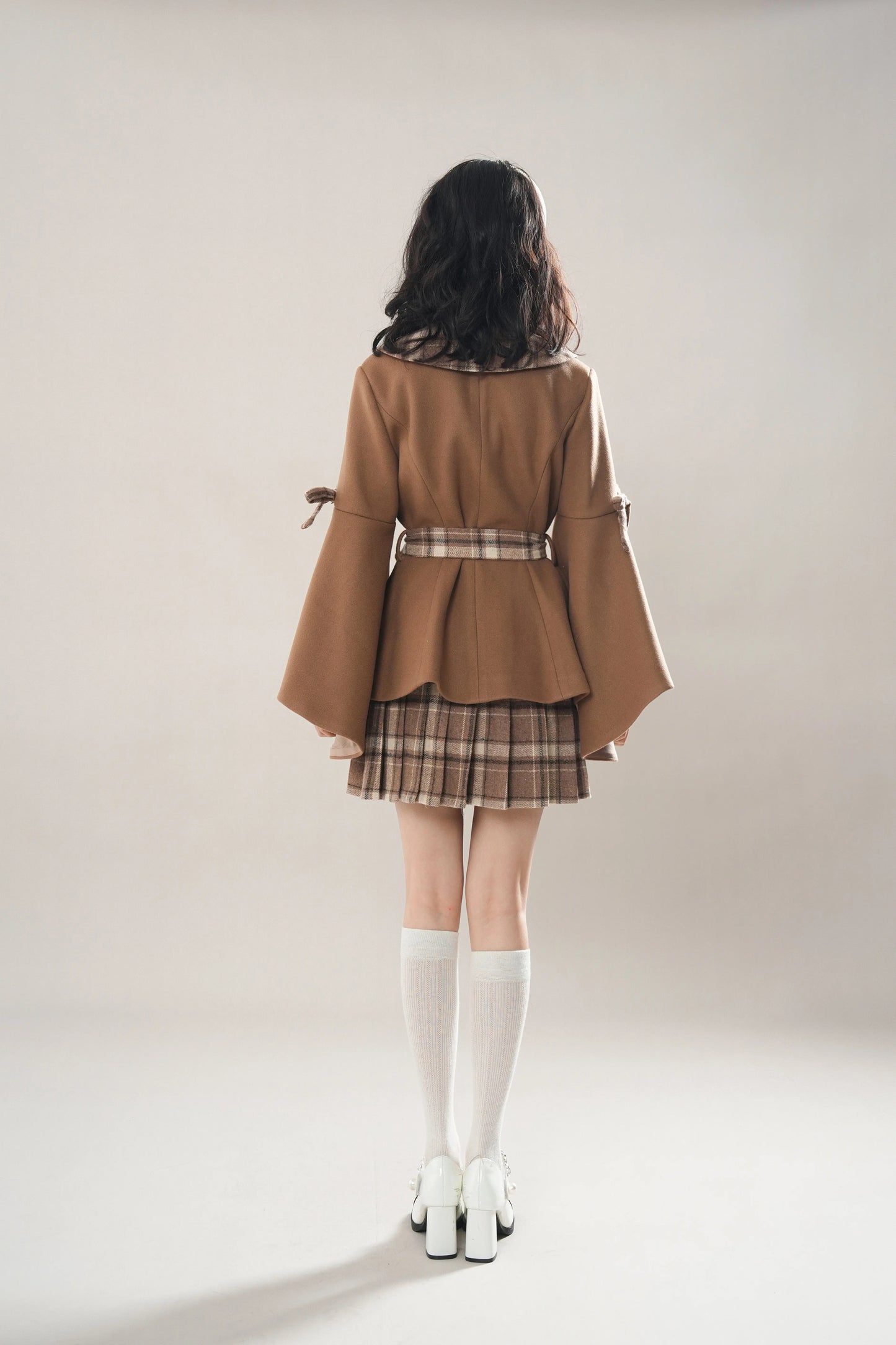 Trumpet Sleeve Short Coat & Skirt (2 Colors)