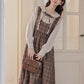 Cocoa Plaid Twofer Midi Dress (Khaki)