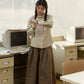 Asymmetrical Round Collar Blouse (Beige)