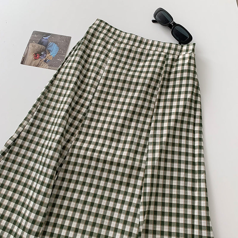Plaid Midi Skirt (Green)