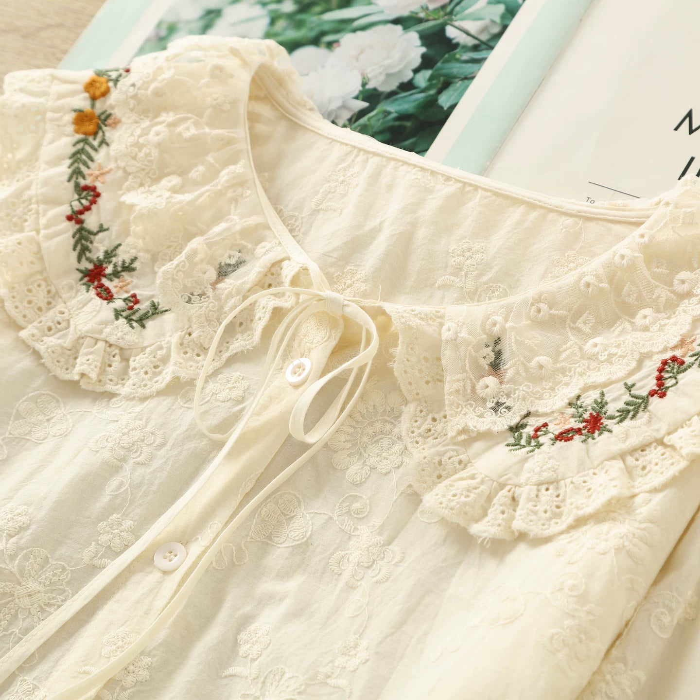 Forest Floor Embroidered Blouse (2 Colors)
