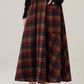 Bookshop Plaid Midi Skirt (Red/Khaki)