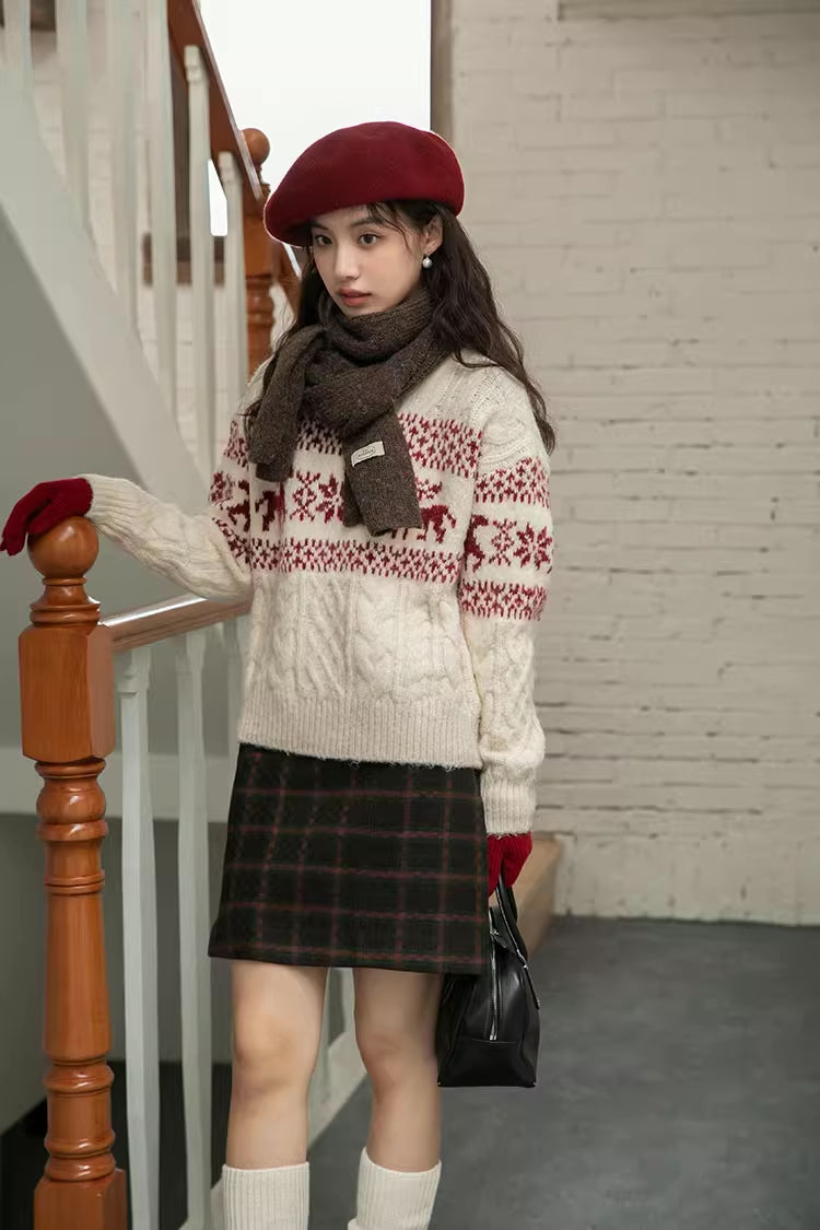 Reindeer Fair Isle Sweater (Cream)