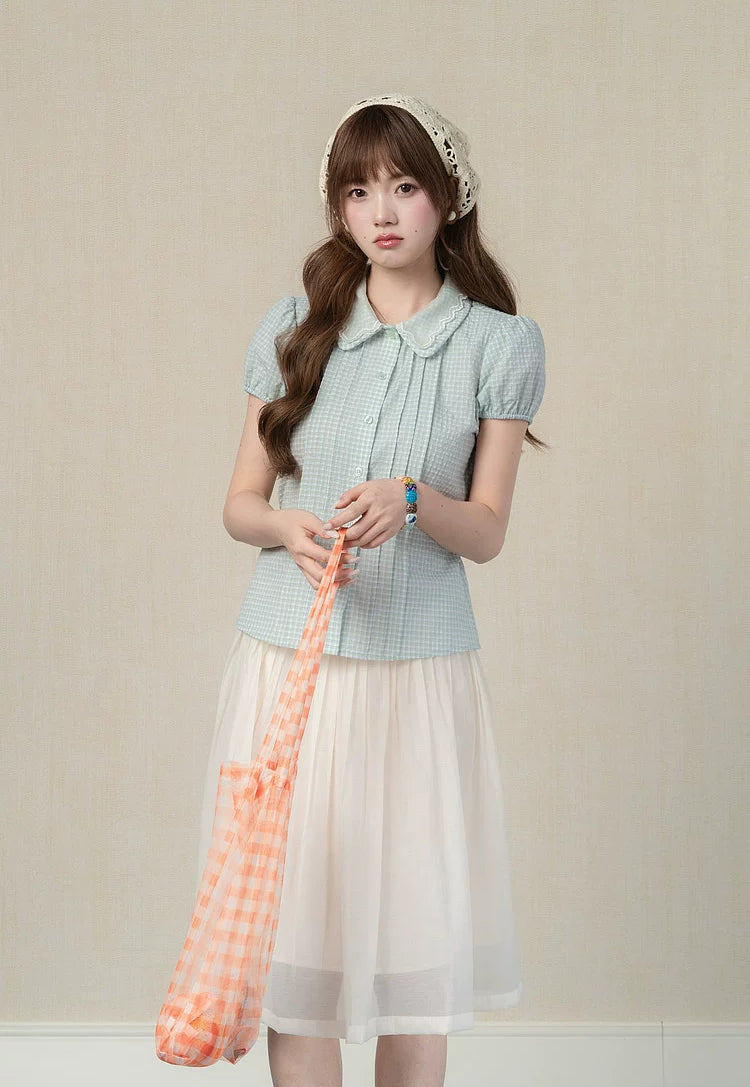 Gingham Fresh Blouse (Mint)