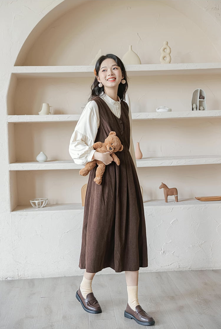 Basic Corduroy Pinafore (Brown)