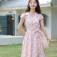 Gingham Daisy Shirt Dress (Pink)