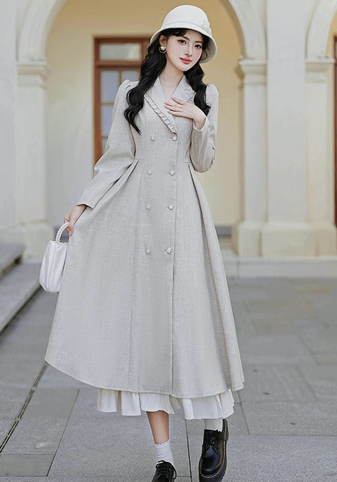 Darling Dearest Midi Dress & Capelet (Light Grey)