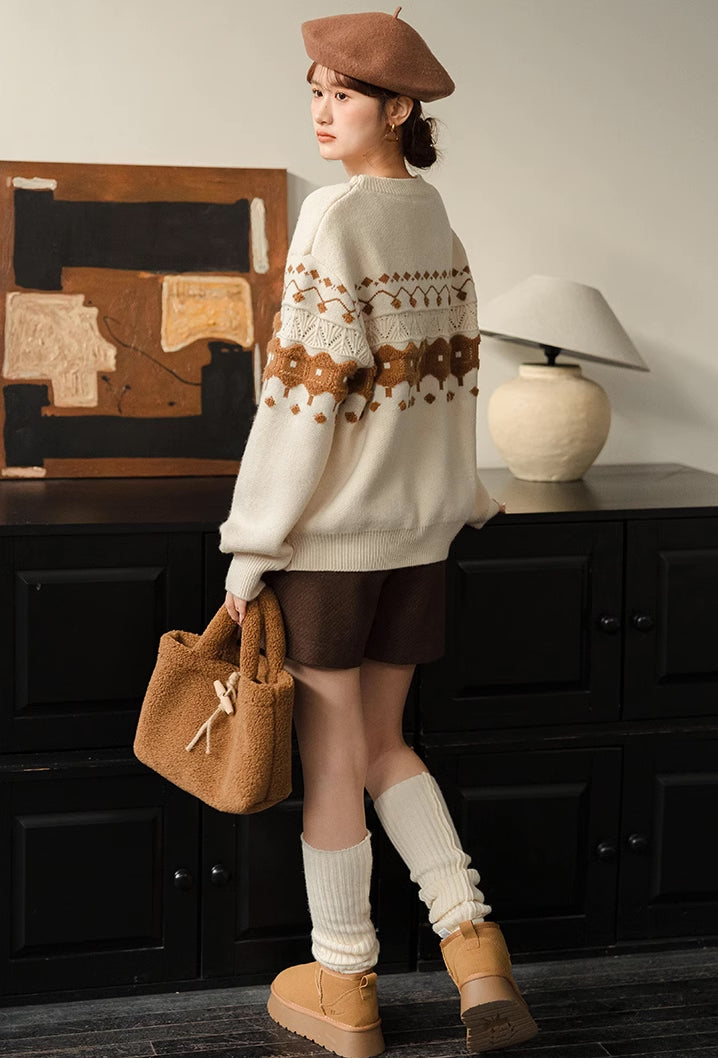 Cinnamon Fair Isle Sweater (Cream)