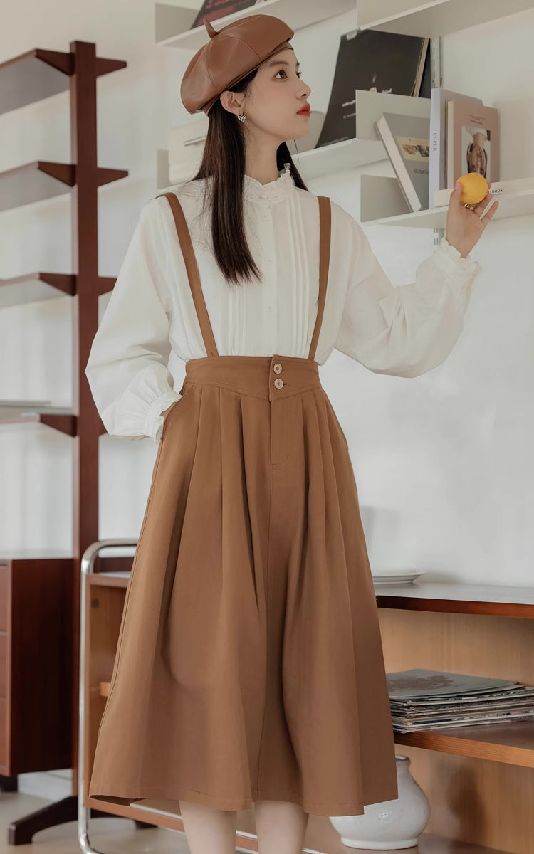 Midi Suspender Skirt (Mustard)