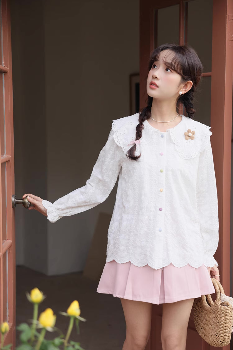 Floral Broderie Blouse (2 Colors)