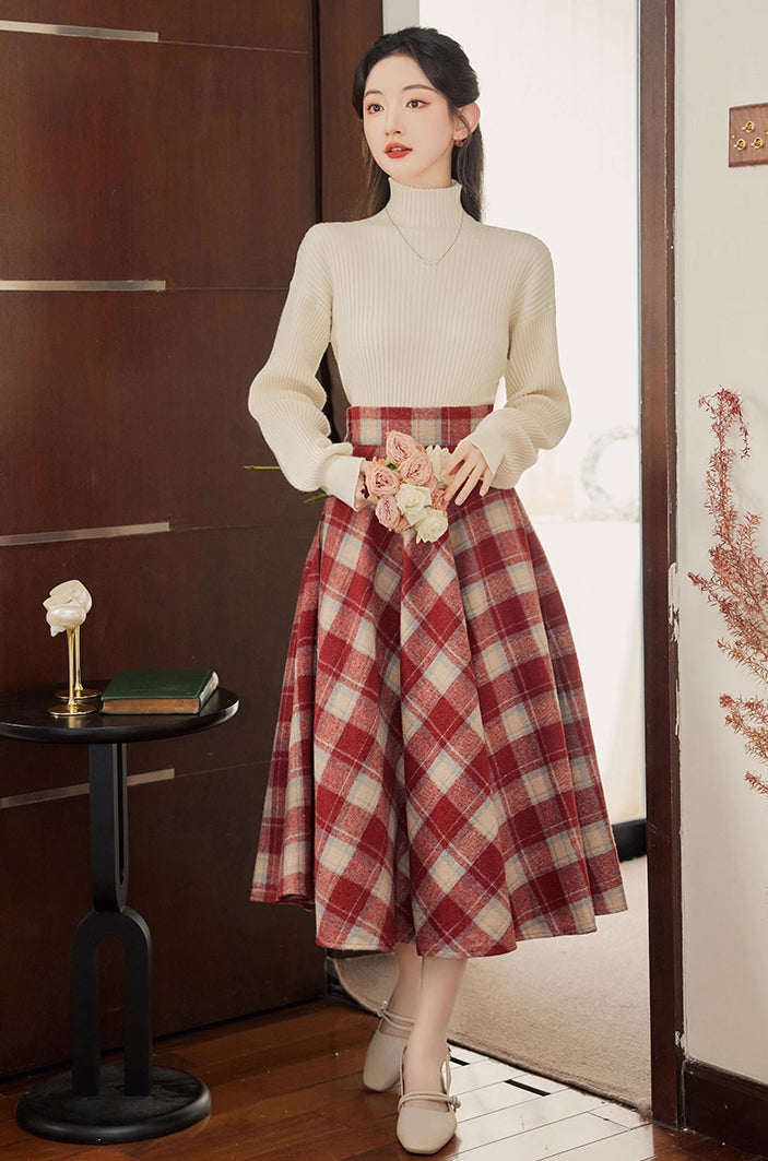 Toasted Plaid Midi Skirt (2 Colors)