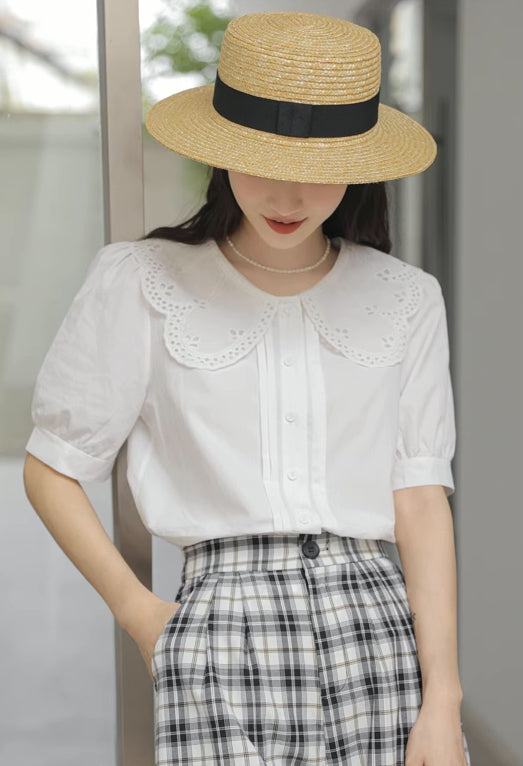 Broderie Collar Blouse (2 Colors)