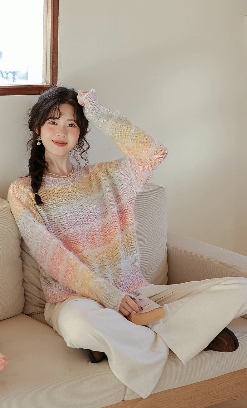 Sherbet Stripe Sweater (Pastel Rainbow)
