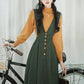 Gingko Stripe Pinafore & Sweater Set (Mustard/Green)