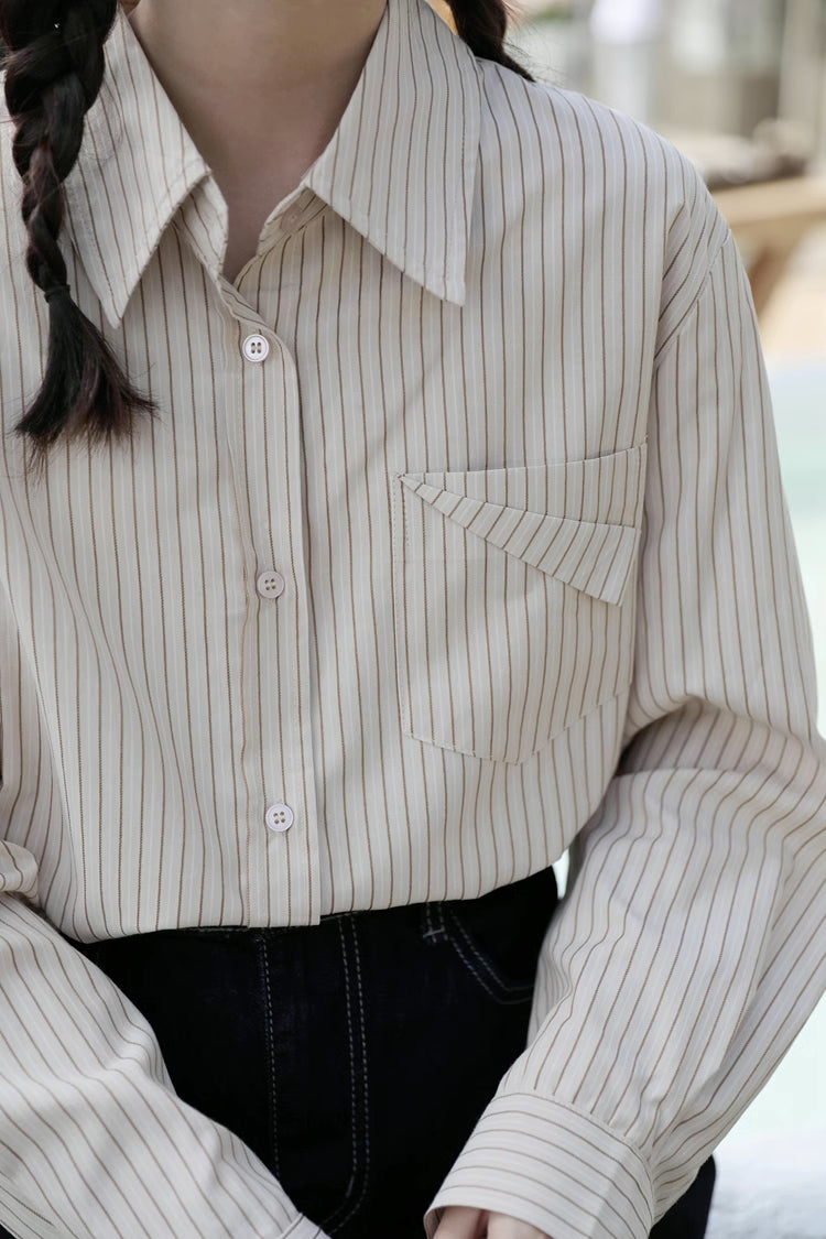 Boyfriend Stripe Button Up Shirt (2 Colors)