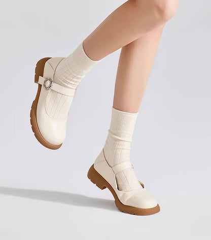 Flower Buckle Mary Jane Shoes (2 Colors)
